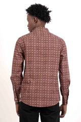 Men's Casual Shirt (Brown Printed)