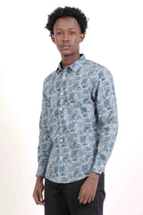 Men's Casual Shirt (Blue Printed)