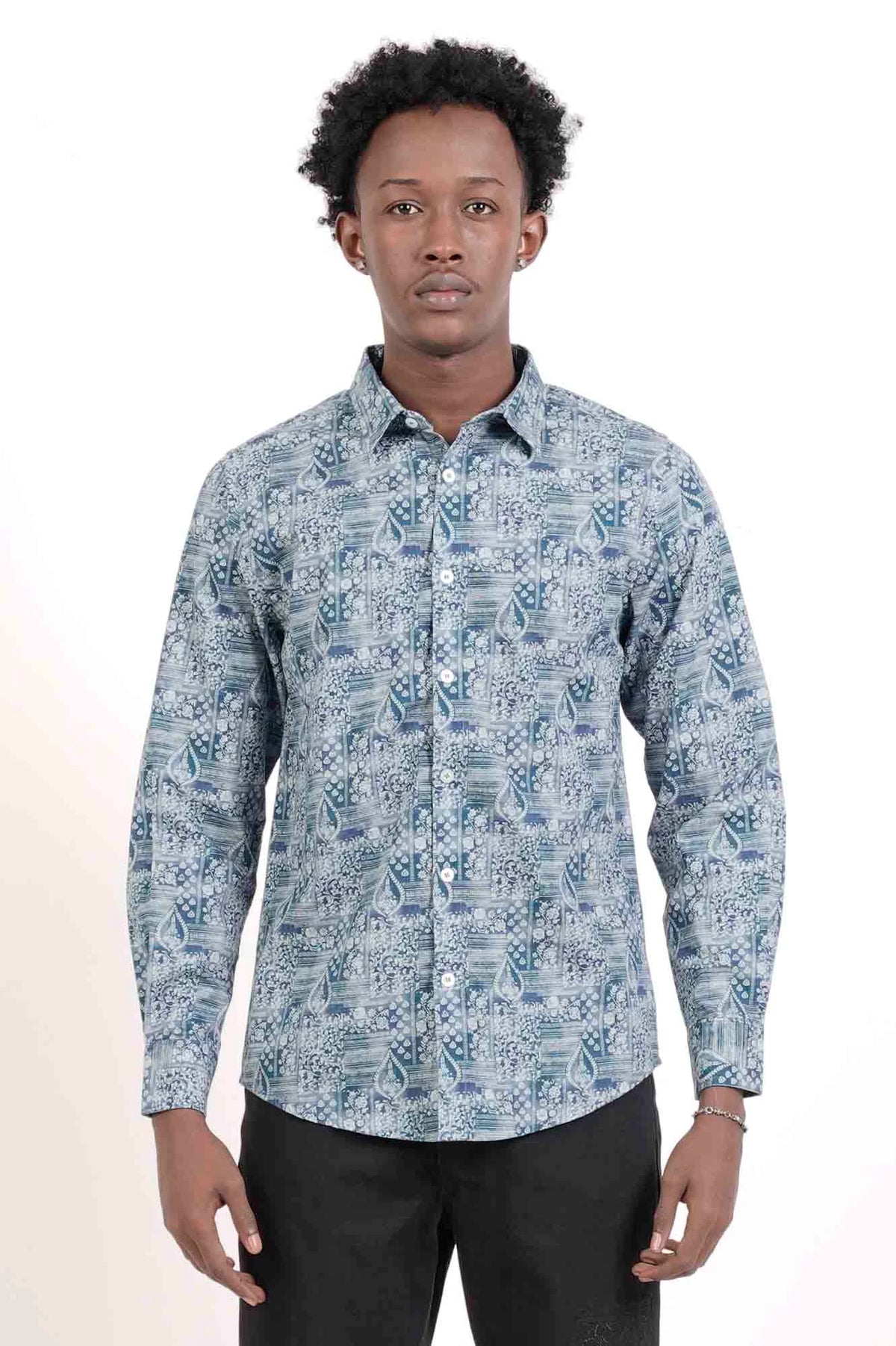 Men's Casual Shirt (Blue Printed)