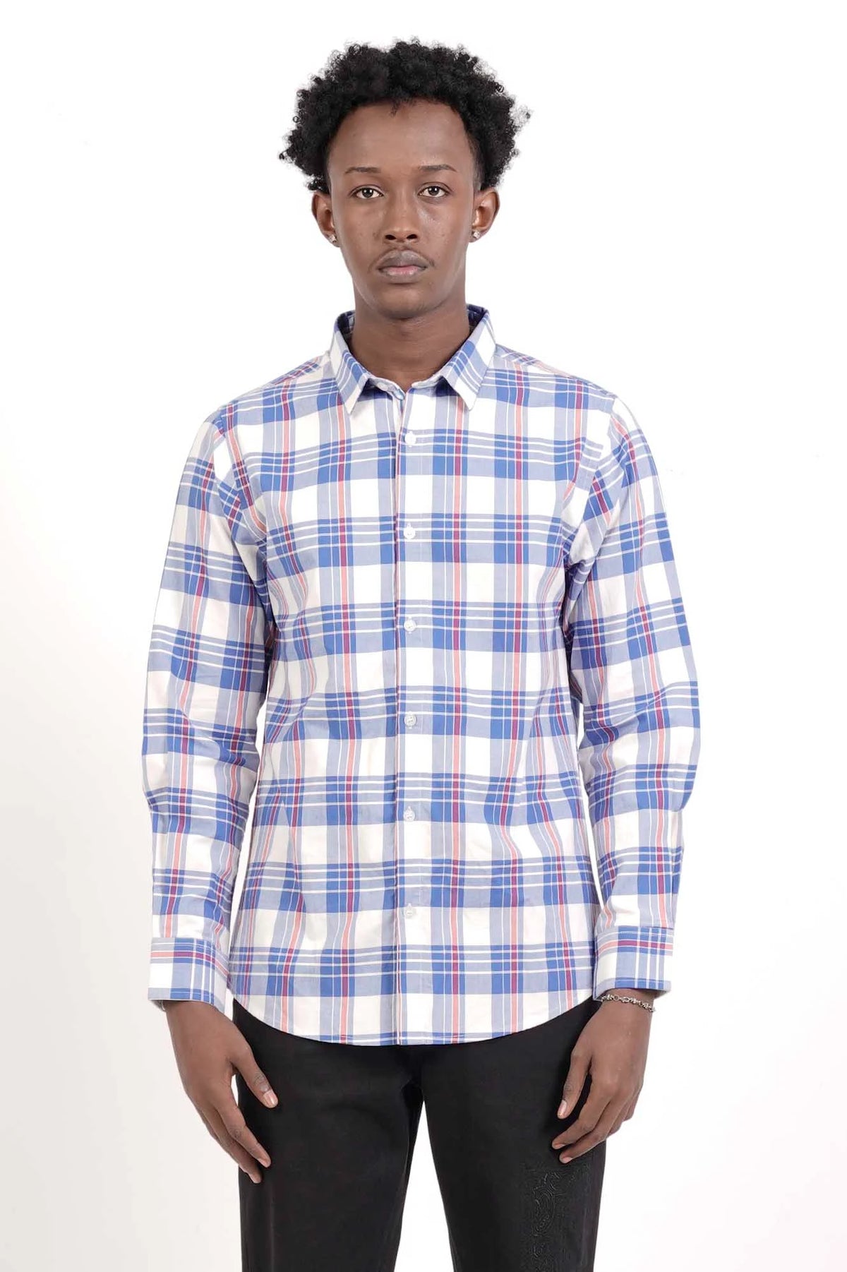 Men's Casual Shirt (Blue Check)