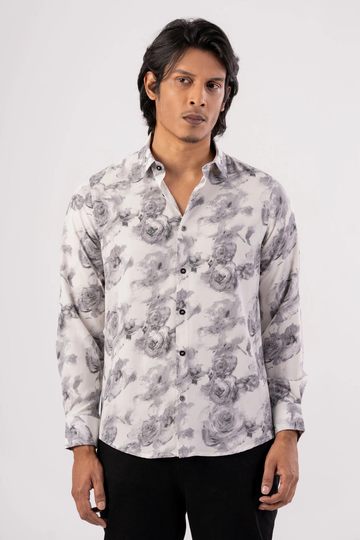 Men's Casual Shirt (Grey Printed)