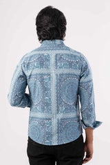 Men's Casual Shirt (Blue Printed)