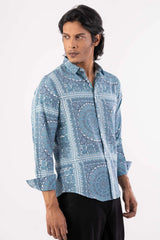 Men's Casual Shirt (Blue Printed)