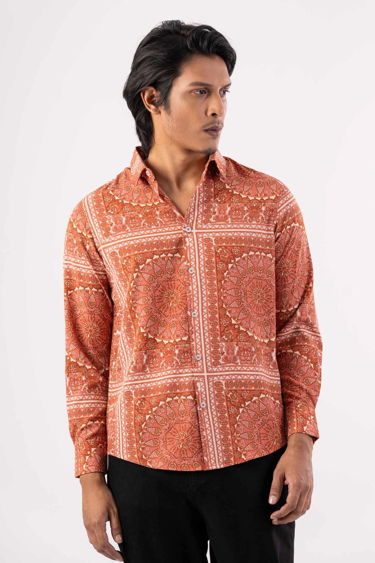 Men's Casual Shirt (Coral Printed)