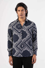 Men's Casual Shirt (Navy Printed)