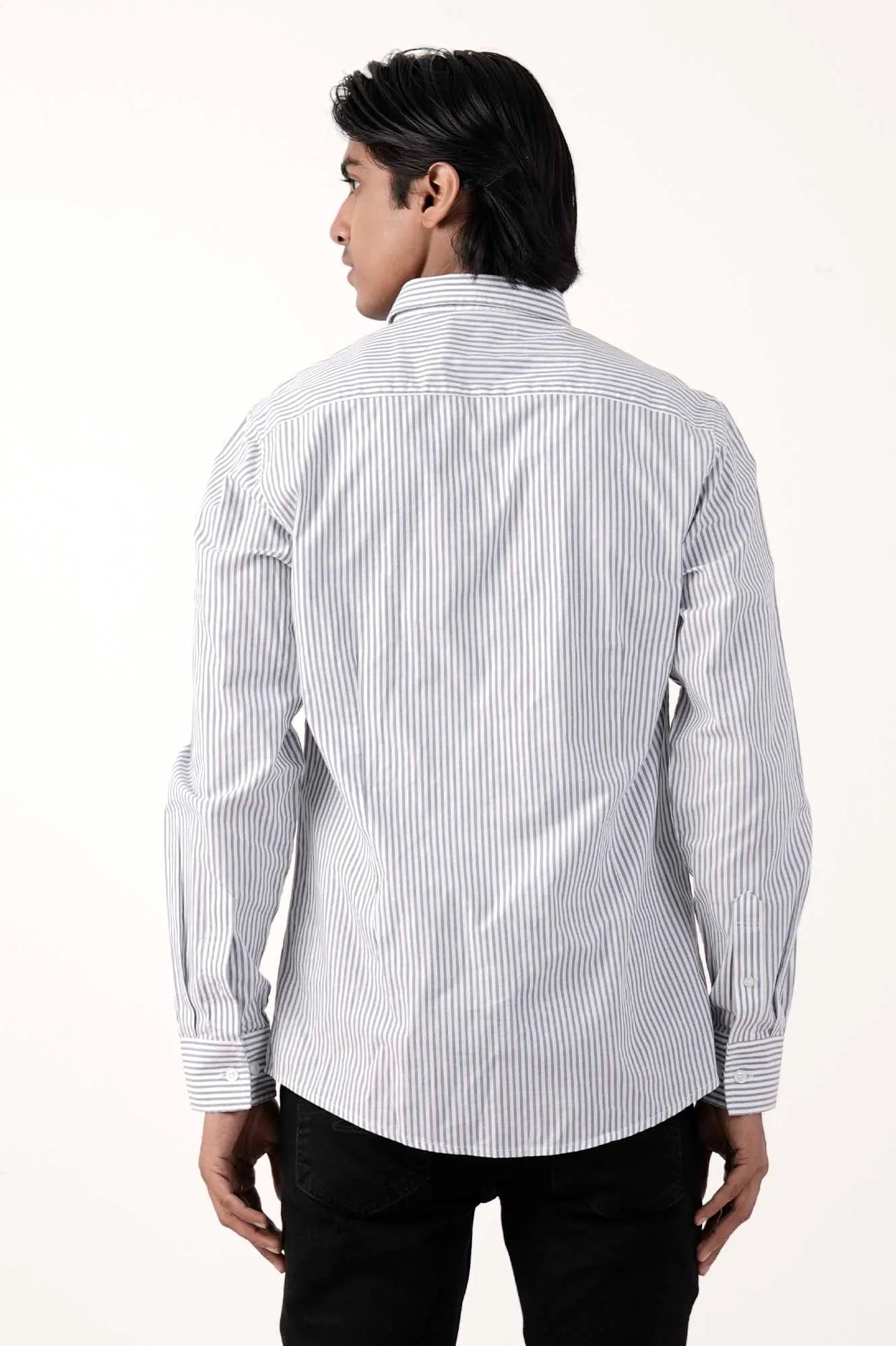 Mens Casual Shirt (White Stripe)