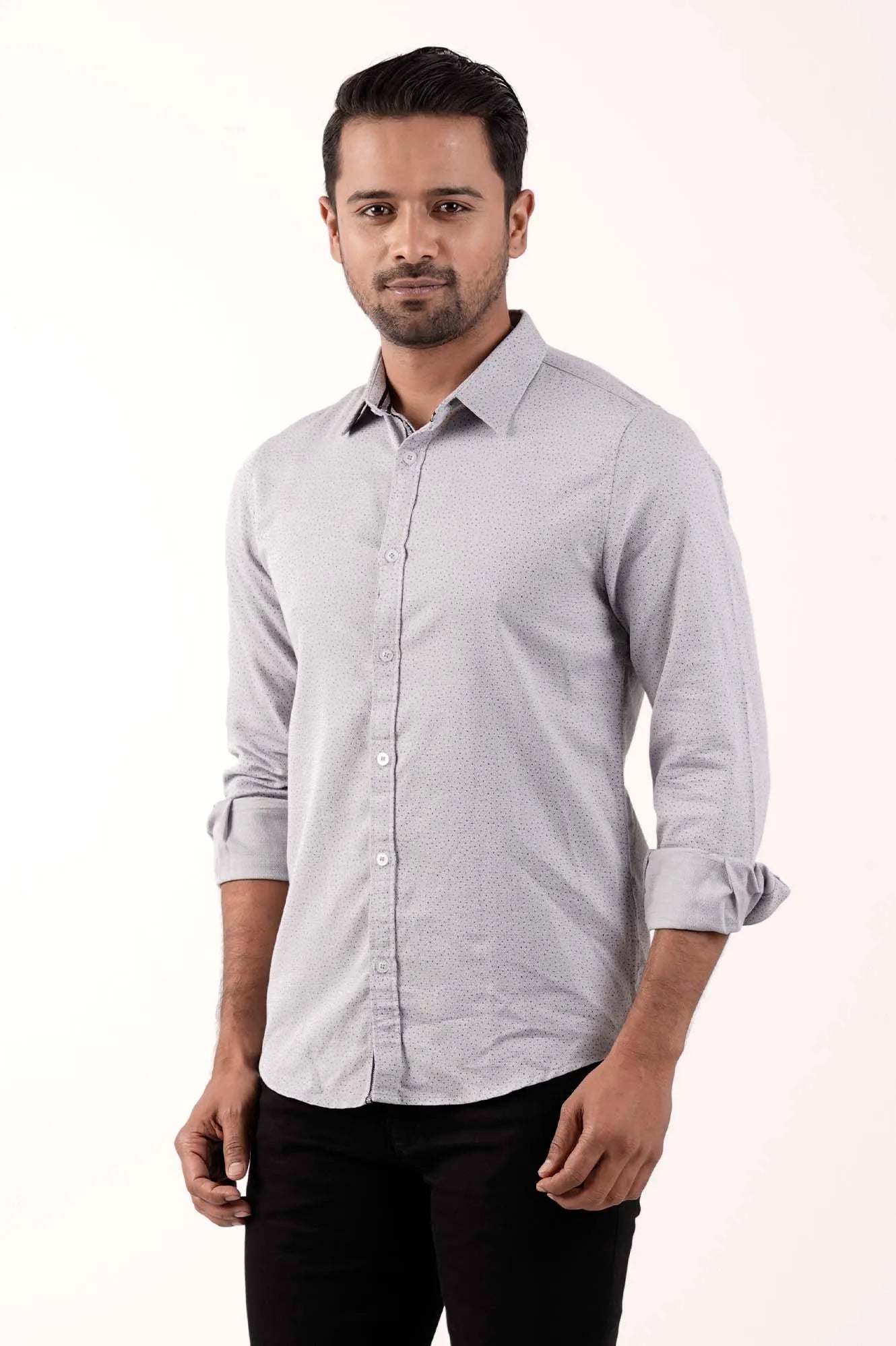 Mens Casual Shirt (Grey Printed)