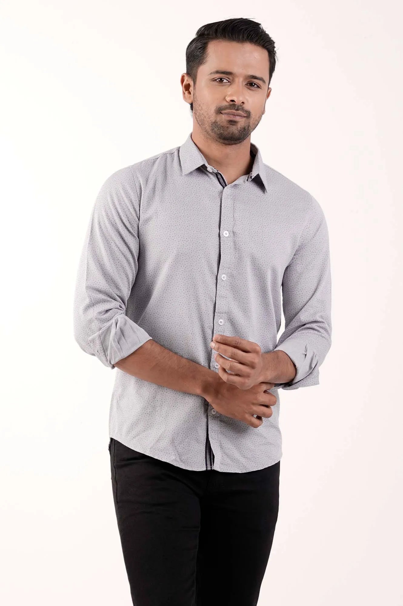 Mens Casual Shirt (Grey Printed)