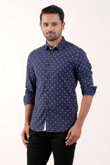 Mens Casual Shirt (Navy Printed)