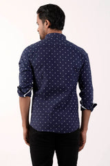 Mens Casual Shirt (Navy Printed)