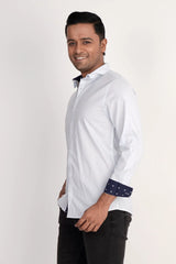 Mens Casual Shirt (White Printed)