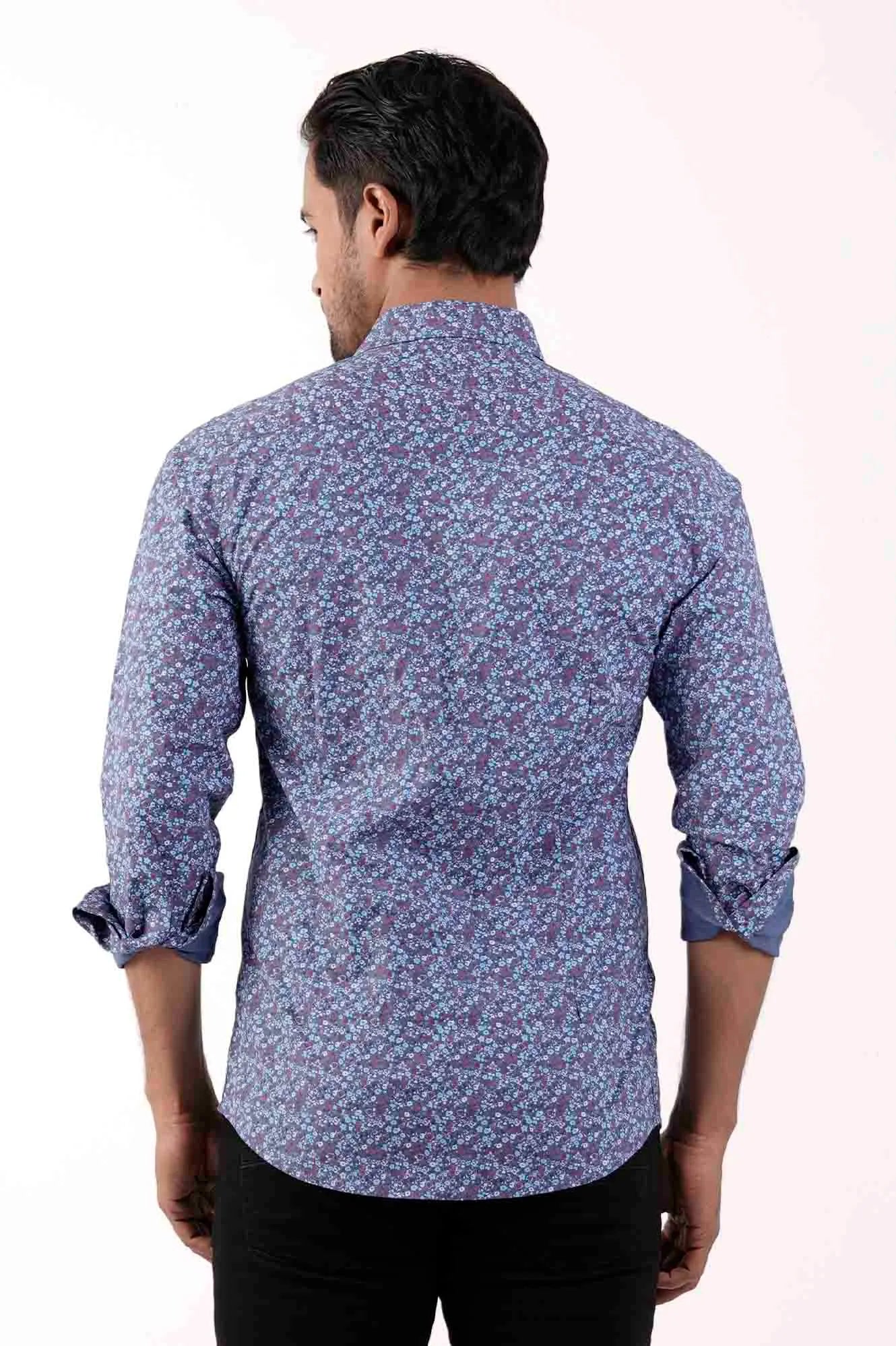 Mens Casual Shirt (Blue Printed)