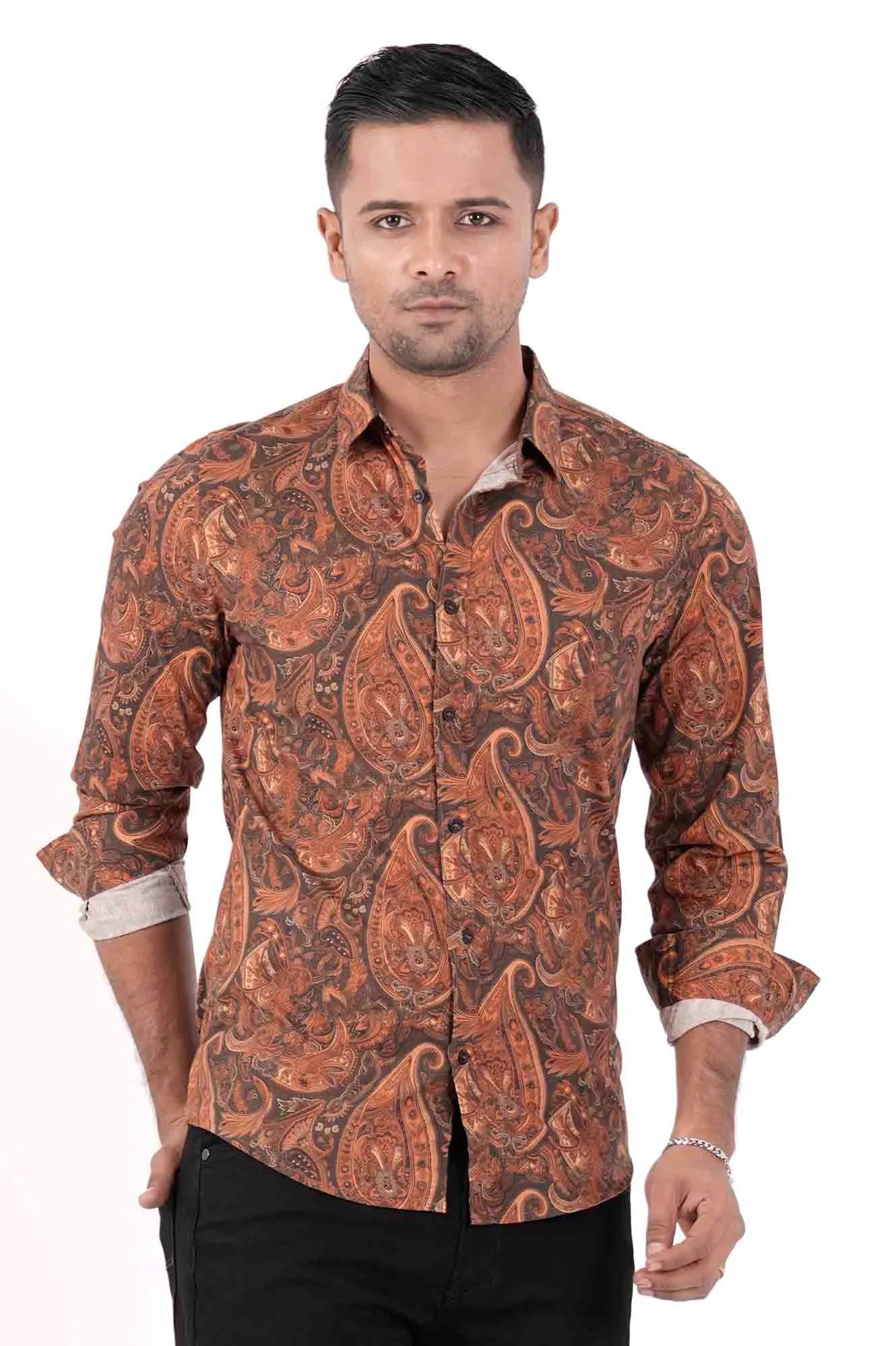 Men's Casual Shirt (Copper Printed)