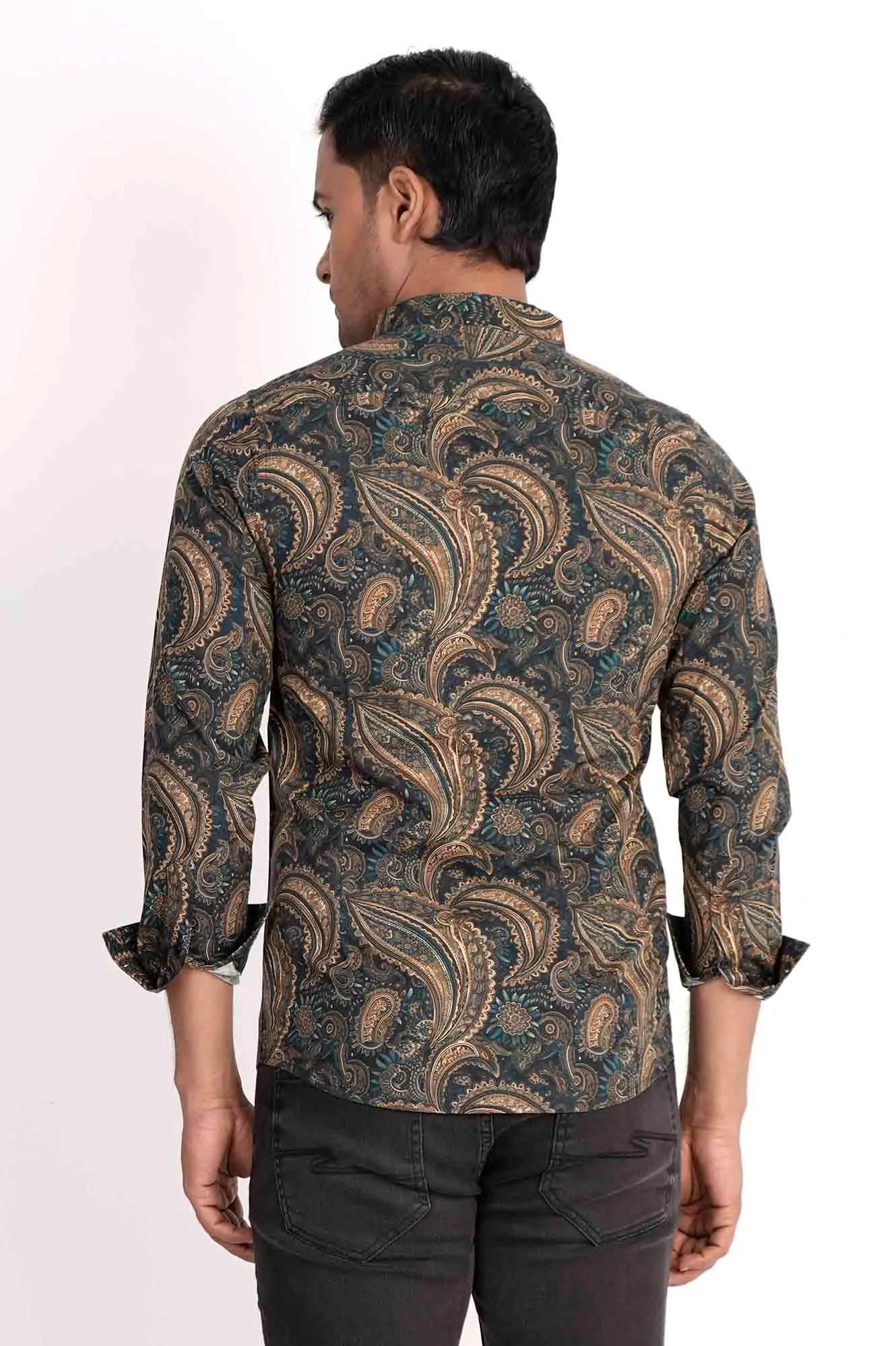 Mens Casual Shirt (Navy Printed)