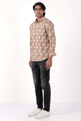 Mens Casual Shirt (Orange Printed)