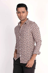 Mens Casual Shirt (Brown Printed)