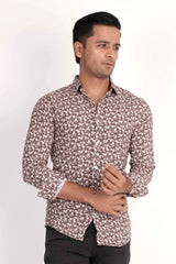 Mens Casual Shirt (Brown Printed)