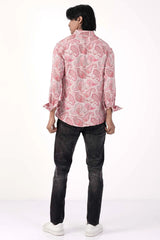 Mens Casual Shirt (Pink Printed)