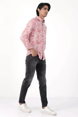 Mens Casual Shirt (Pink Printed)