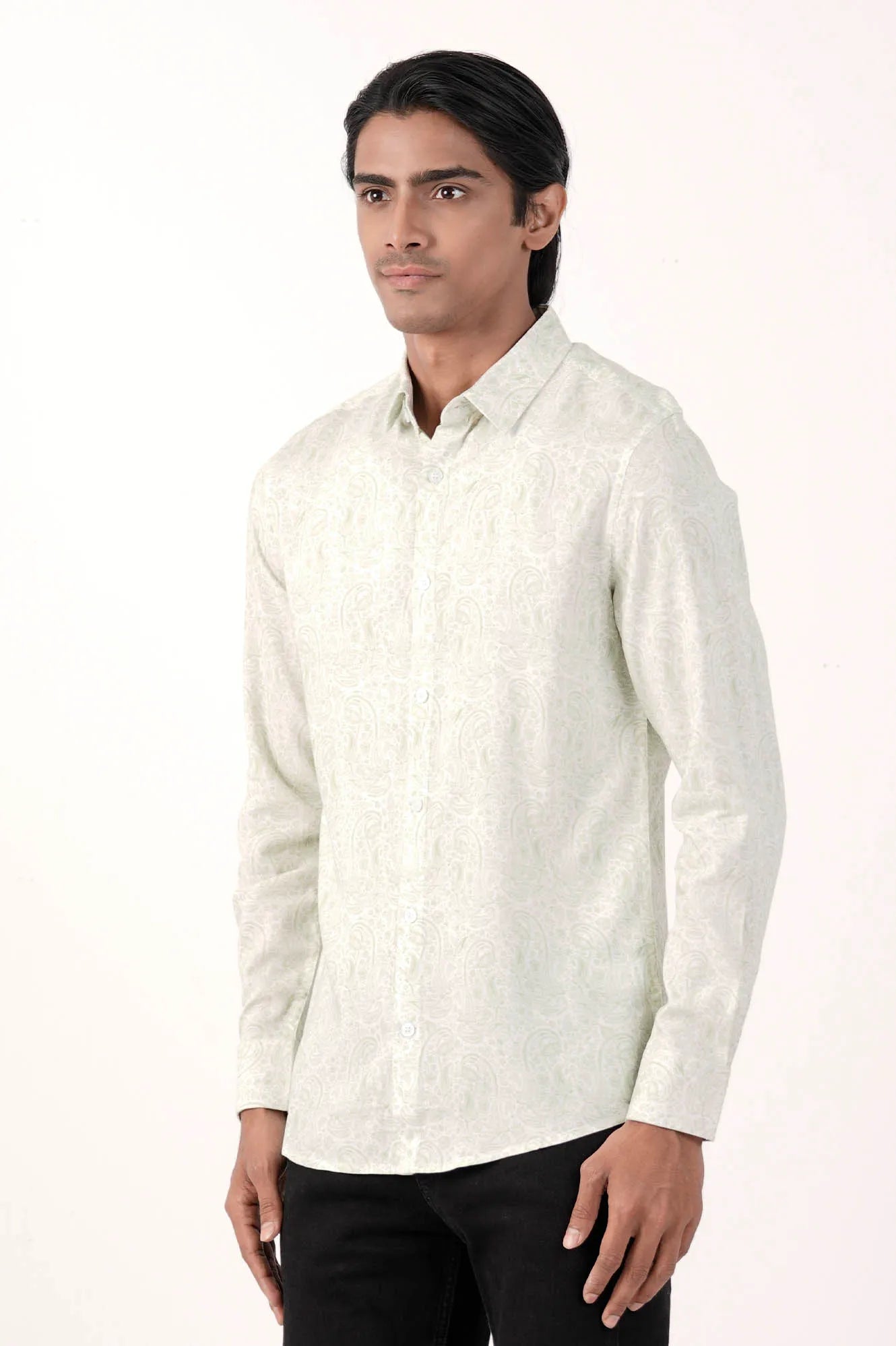 Mens Casual Shirt (Green Printed)