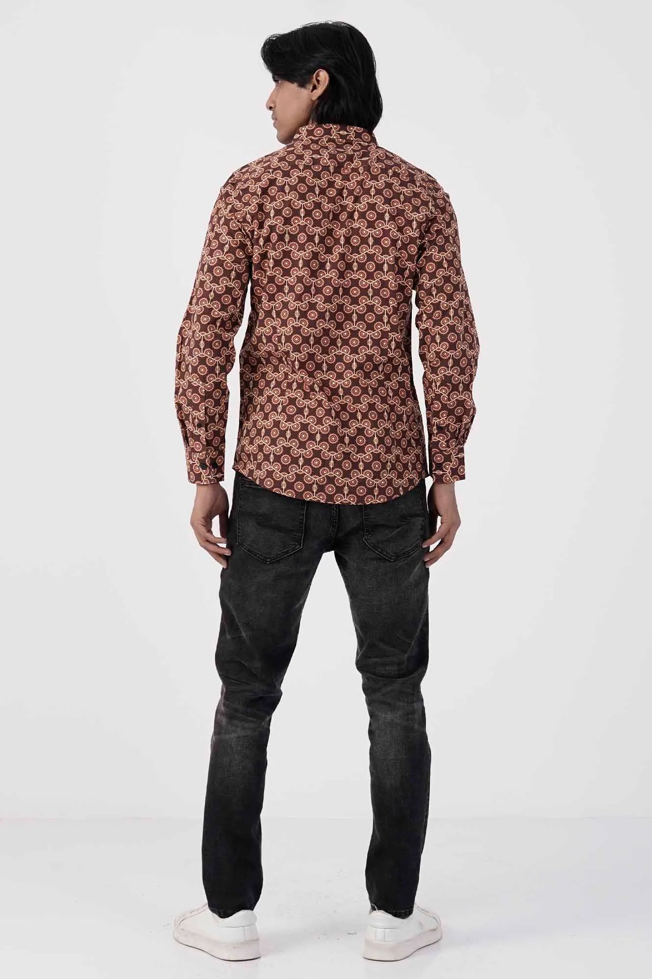Mens Casual Shirt (Brown Printed)