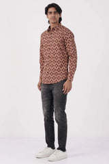 Mens Casual Shirt (Brown Printed)