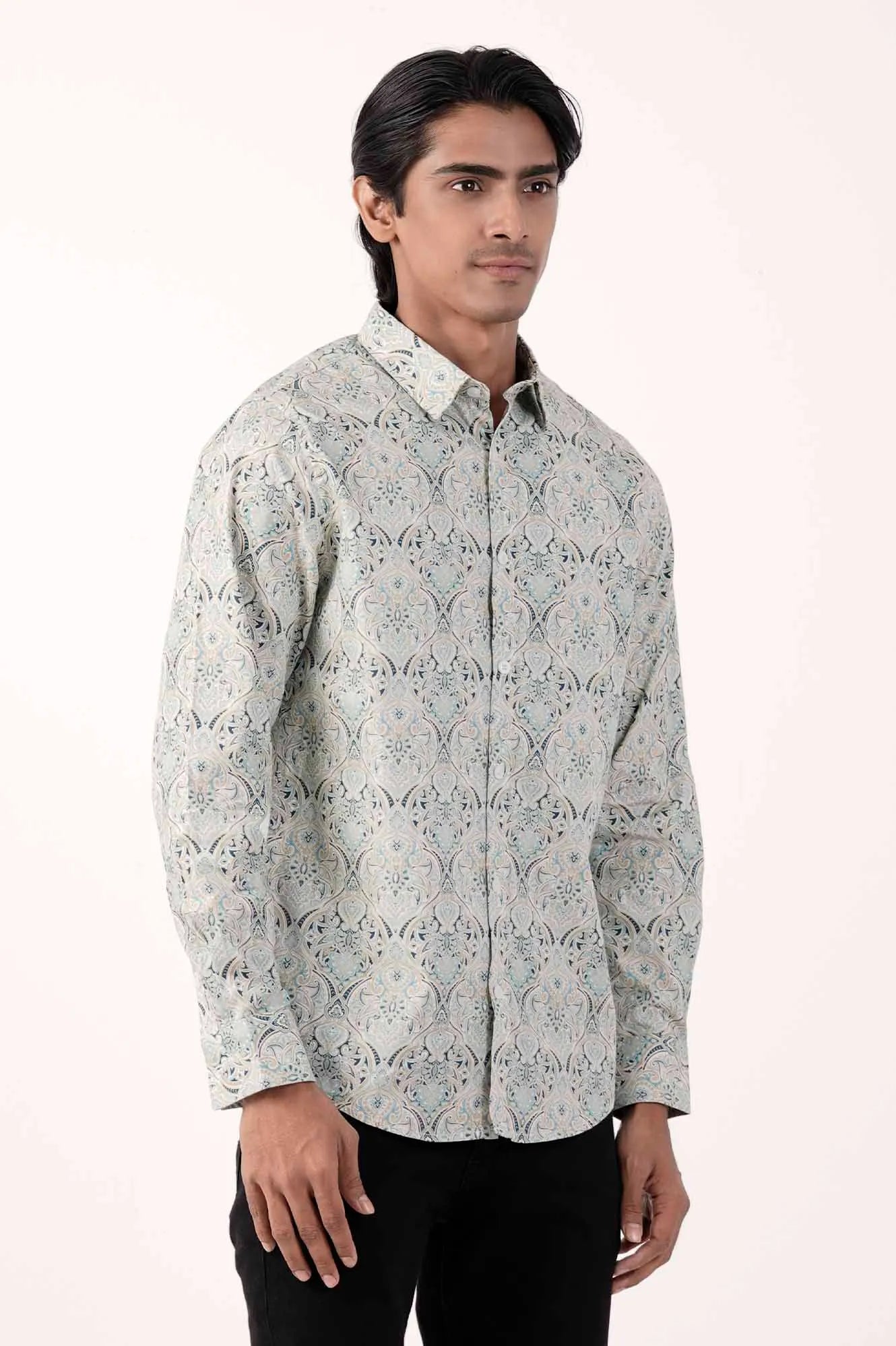 Mens Casual Shirt (Sage Printed)