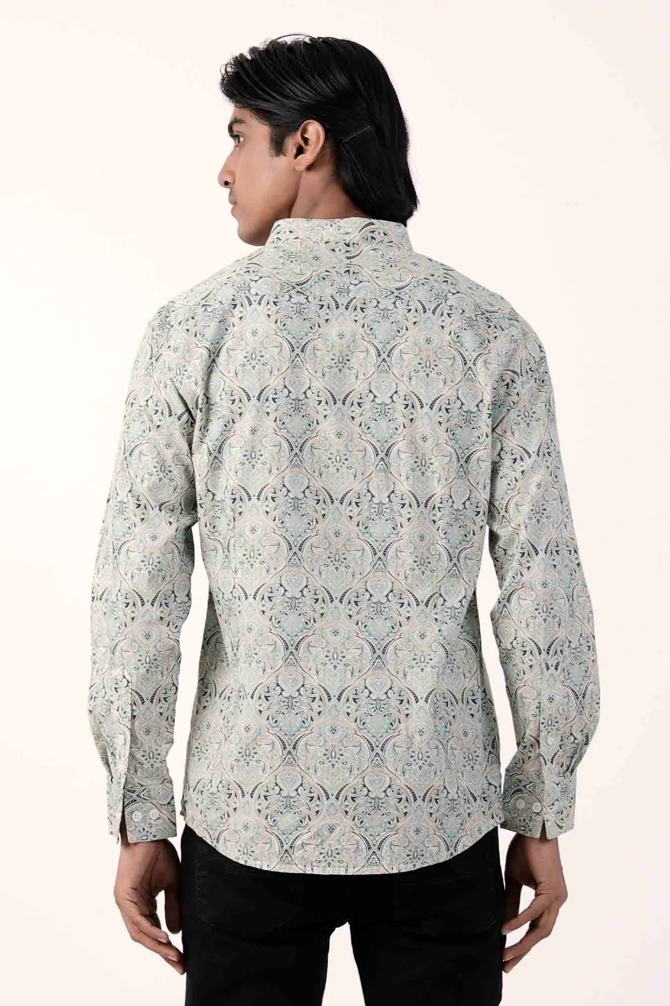 Mens Casual Shirt (Sage Printed)