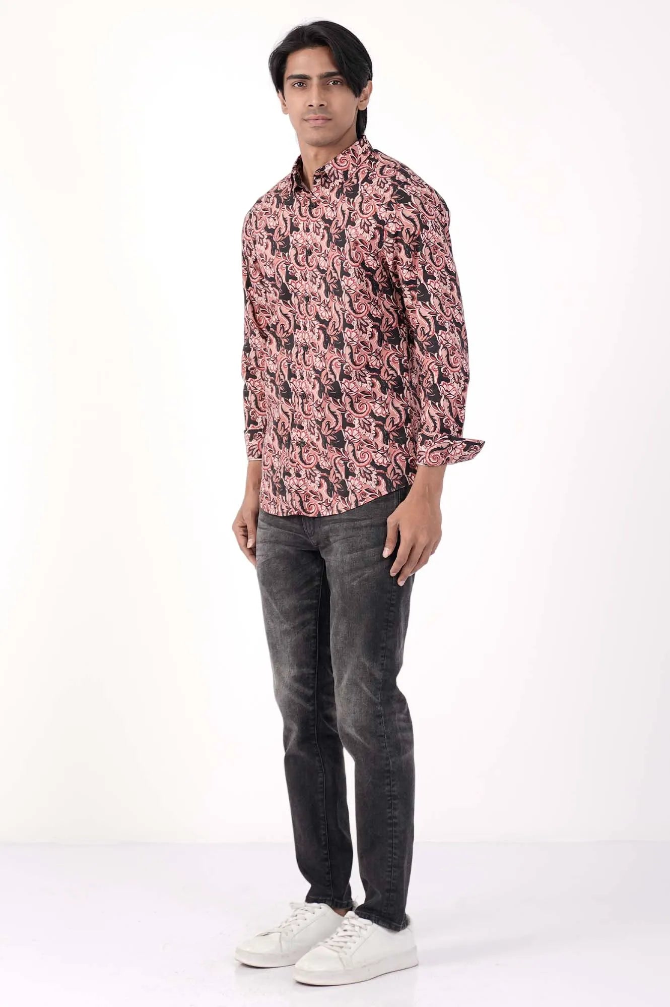 Mens Casual Shirt (Mauve Printed)