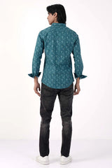 Mens Casual Shirt (Teal Printed)
