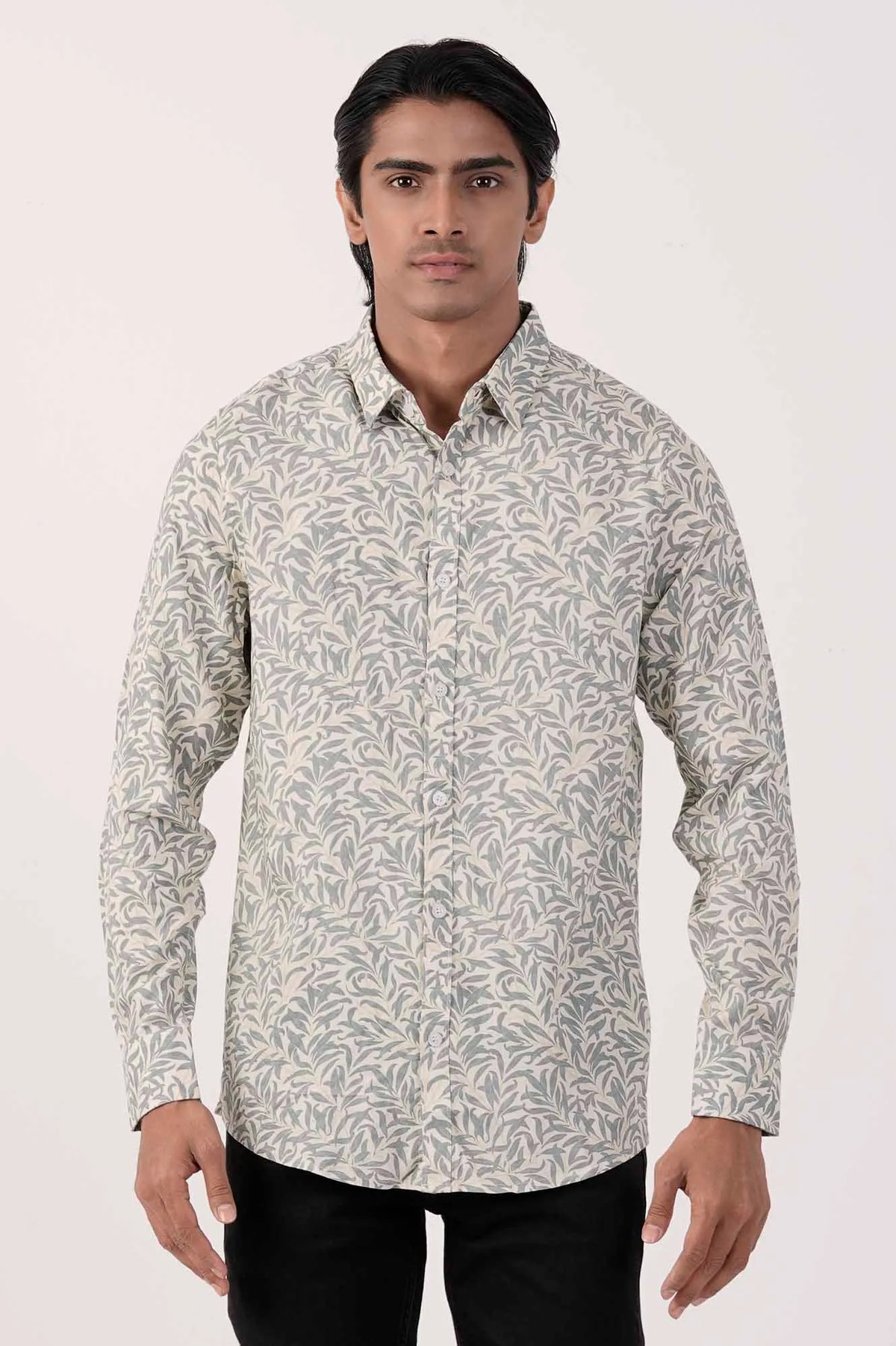 Mens Casual Shirt (Green Printed)