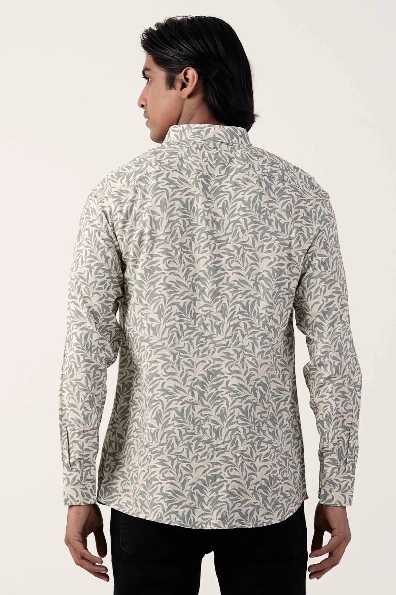 Mens Casual Shirt (Green Printed)
