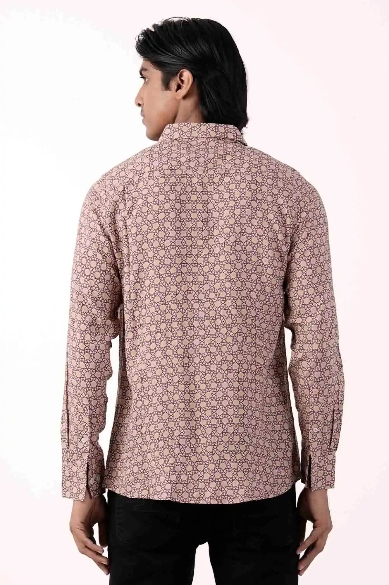 Mens Casual Shirt (Ochre Printed)