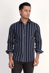 Mens Casual Shirt (Navy Stripe)