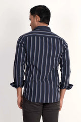 Mens Casual Shirt (Navy Stripe)