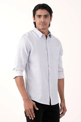Mens Casual Shirt (Blue Stripe)