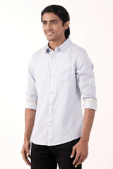 Mens Casual Shirt (Blue Stripe)