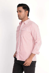 Mens Casual Shirt (Red Stripe)