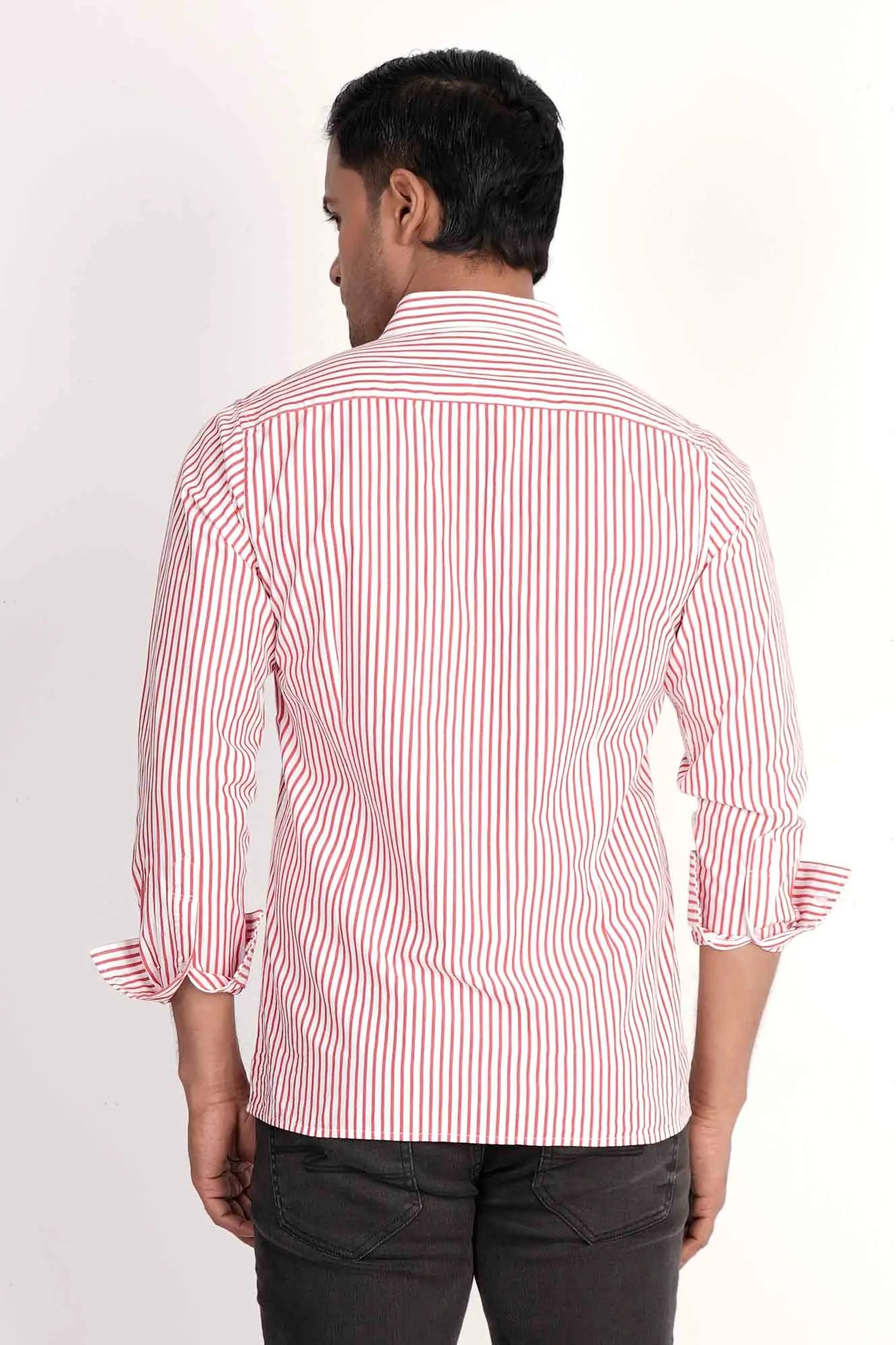 Mens Casual Shirt (Red Stripe)