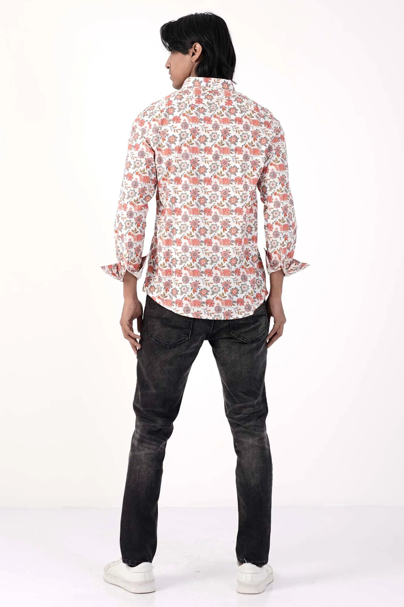 Mens Casual Shirt (Coral Printed)