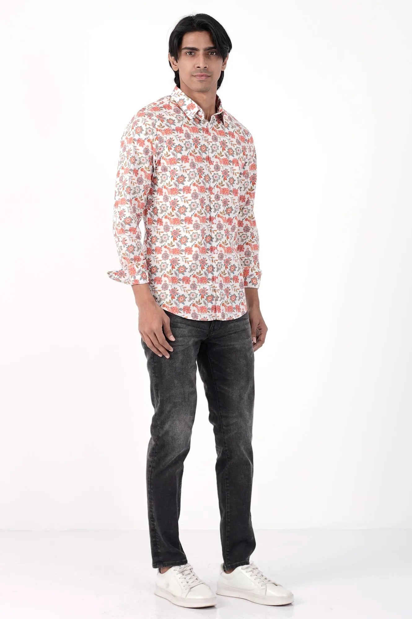 Mens Casual Shirt (Coral Printed)