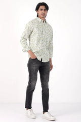 Mens Casual Shirt (Green Printed)