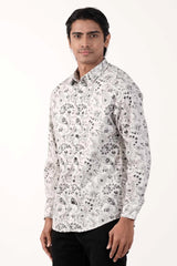 Mens Casual Shirt (Grey Printed)