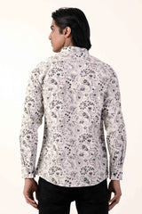 Mens Casual Shirt (Grey Printed)