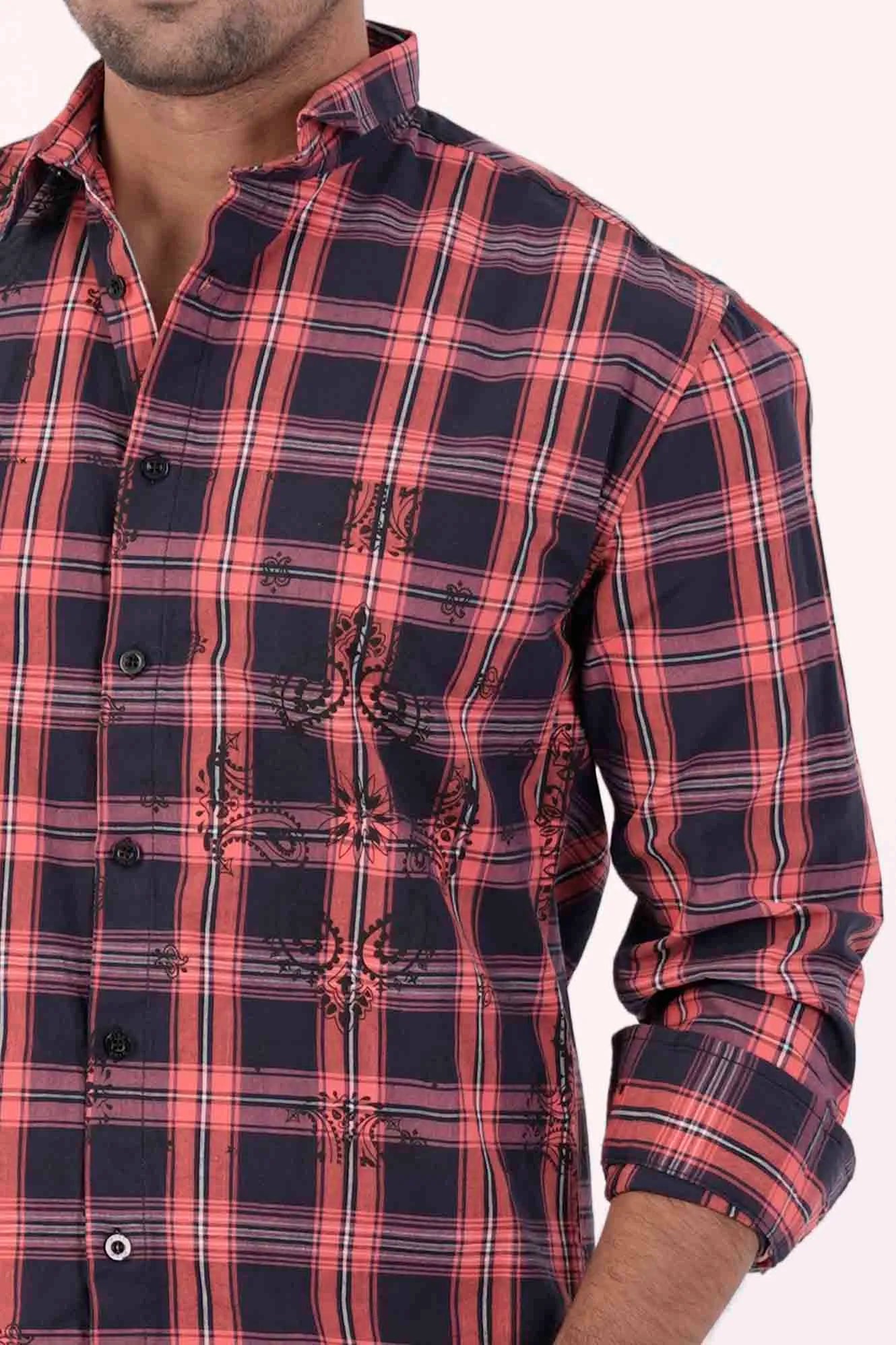 Men's Casual Shirt (Red Check)