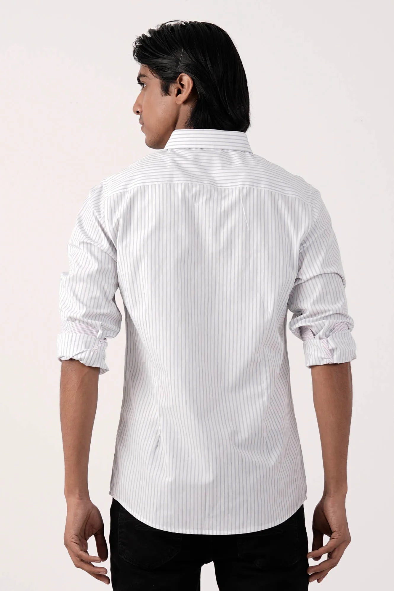 Mens Casual Shirt (Grey Stripe)