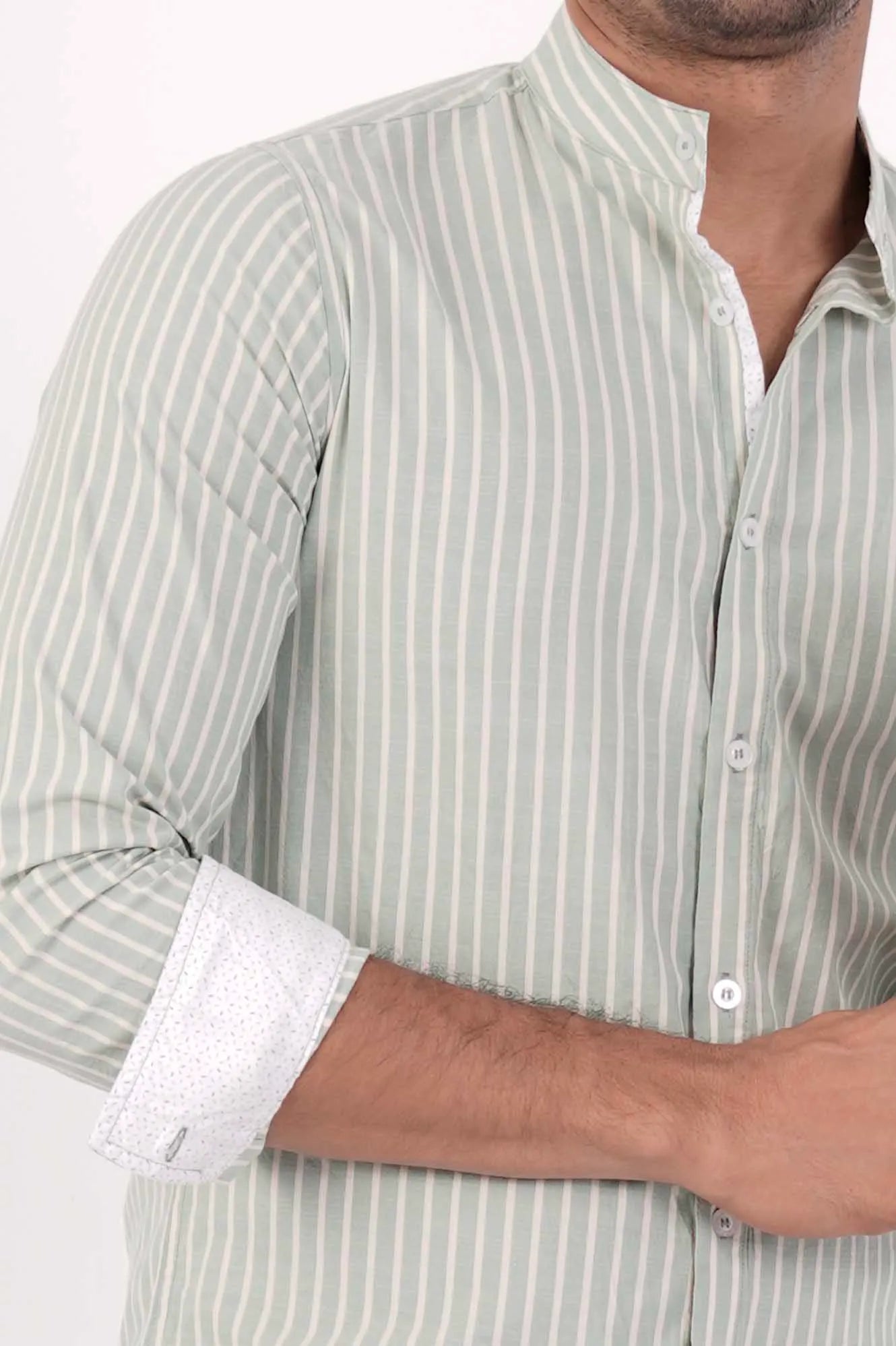 Men's Casual Shirt (Mint Stripe)