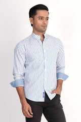 Mens Casual Shirt (Blue Stripe)