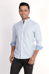 Mens Casual Shirt (Blue Stripe)