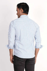 Mens Casual Shirt (Blue Stripe)